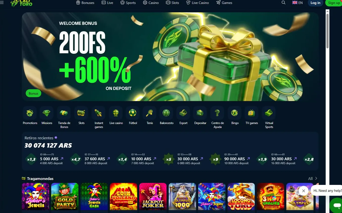 Calitoro Casino — skærmbillede