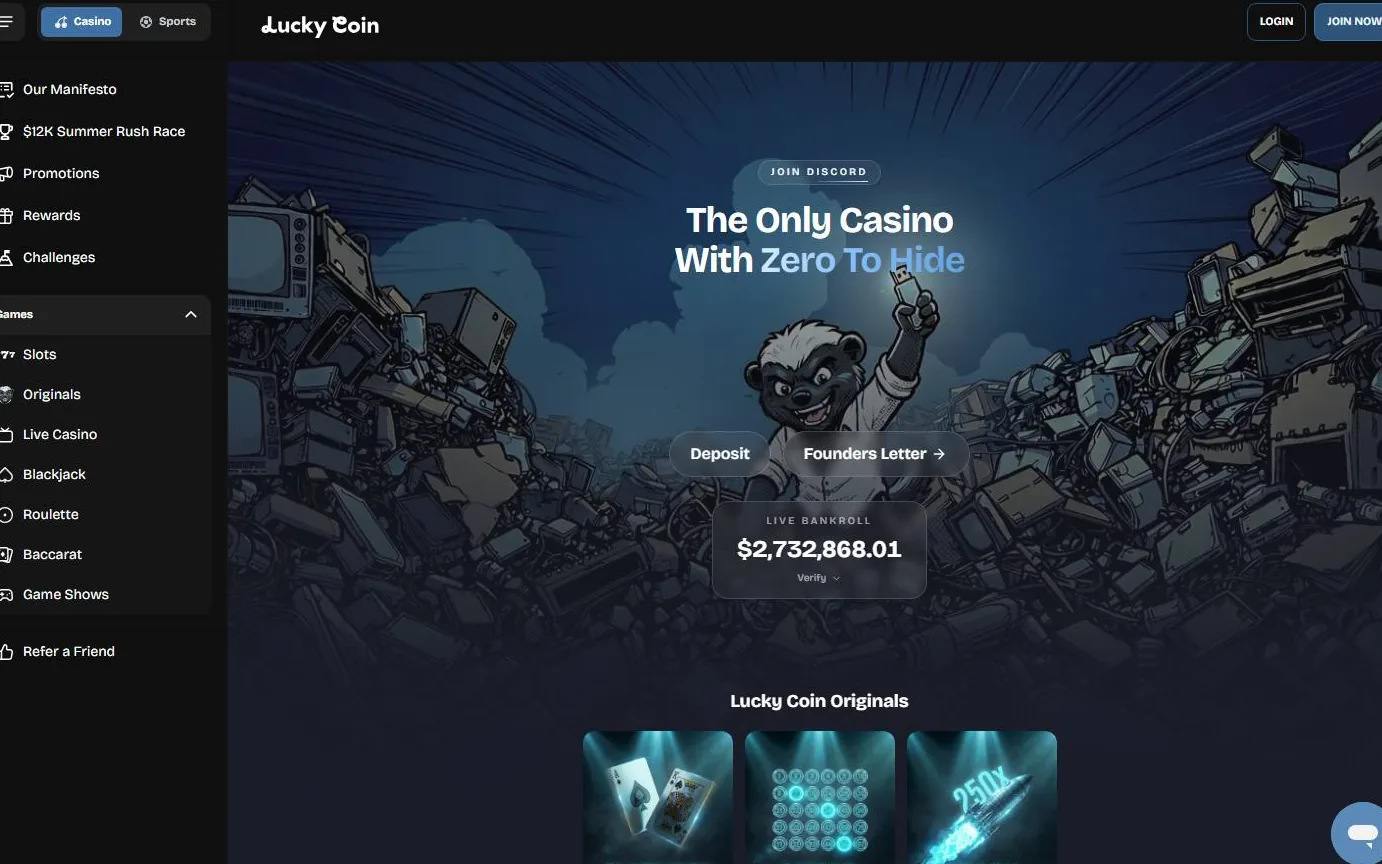 Lucky Coin Casino — skærmbillede
