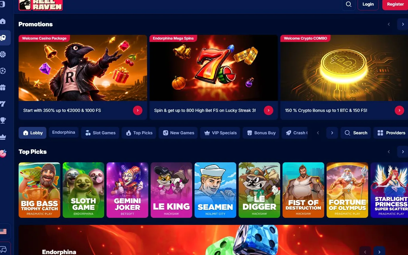 ReelRaven Casino — skærmbillede