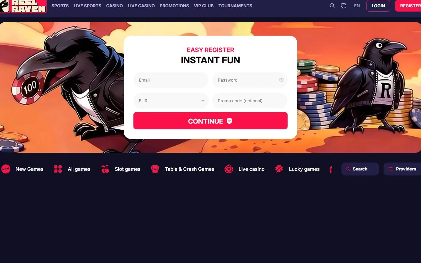 ReelRaven Casino — skærmbillede