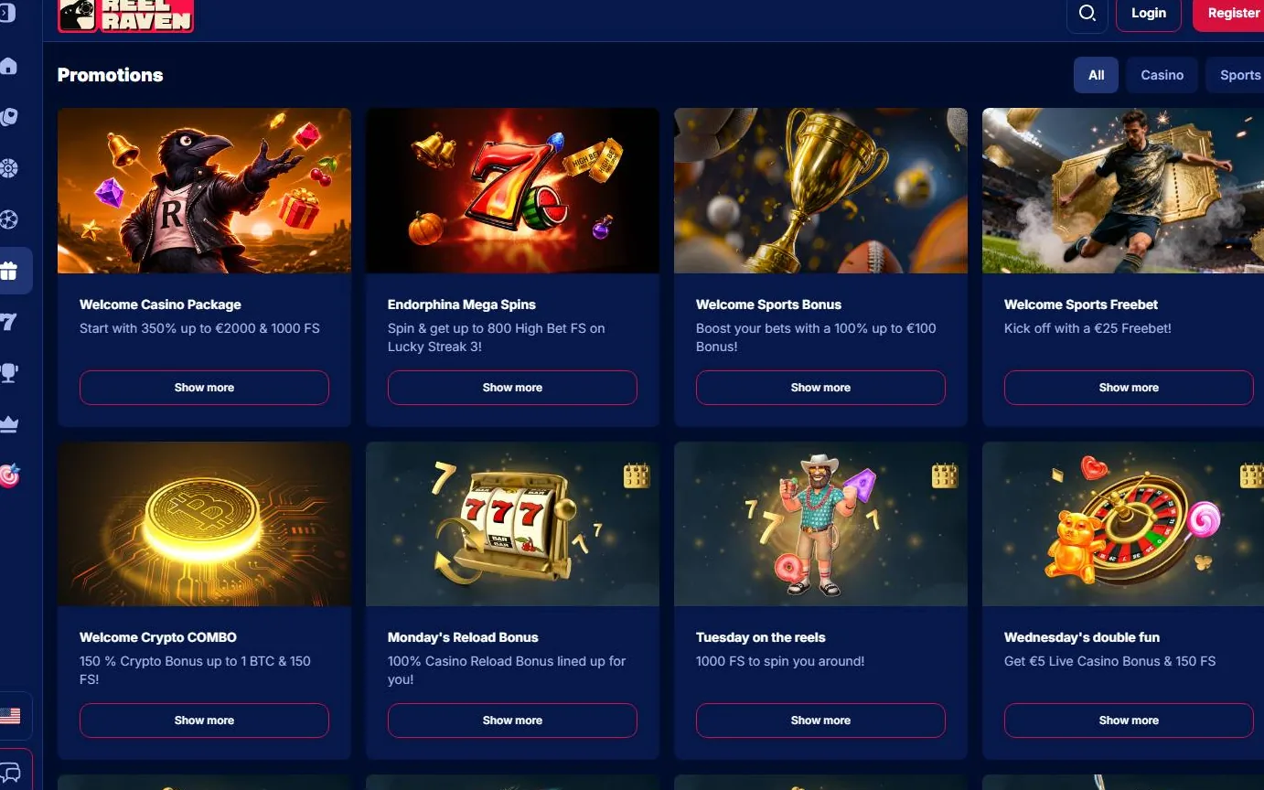 ReelRaven Casino — skærmbillede