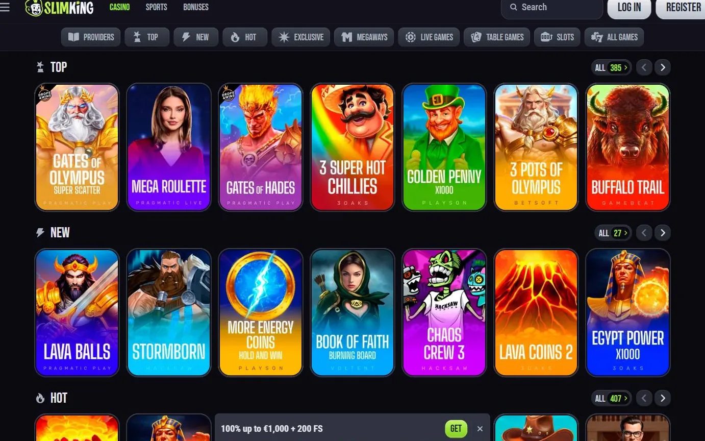 SlimKing Casino — skærmbillede