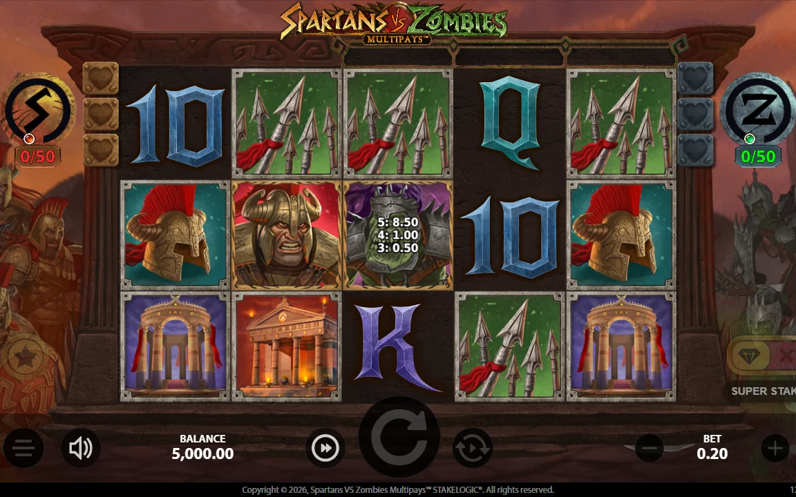 Symbolpriser vist på hjulene i Spartans vs Zombies