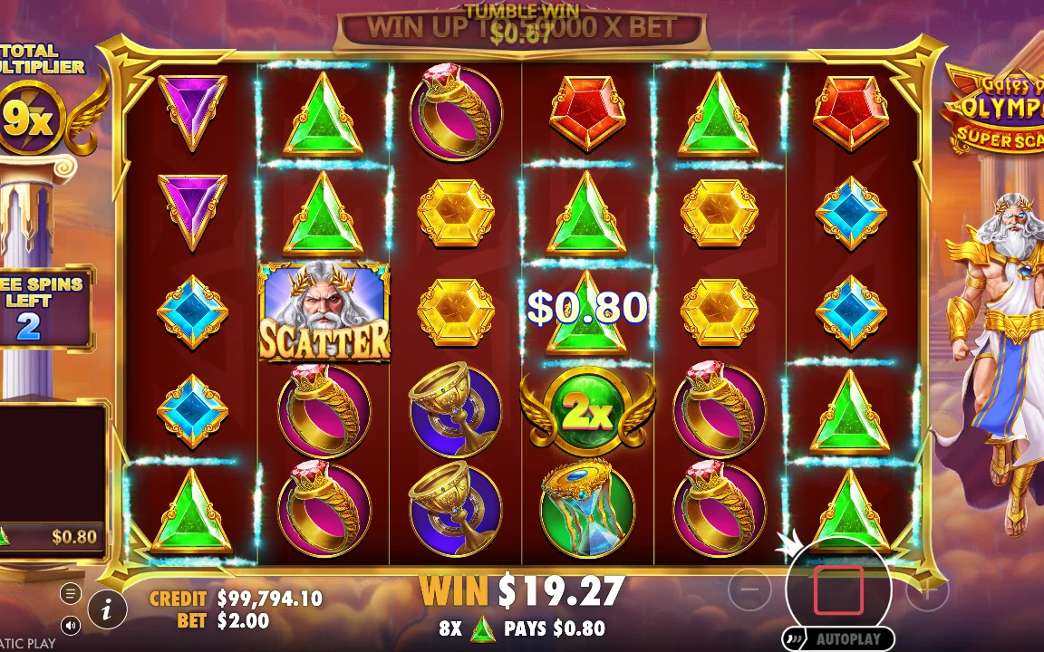 Total multiplikator på 9x under free spins