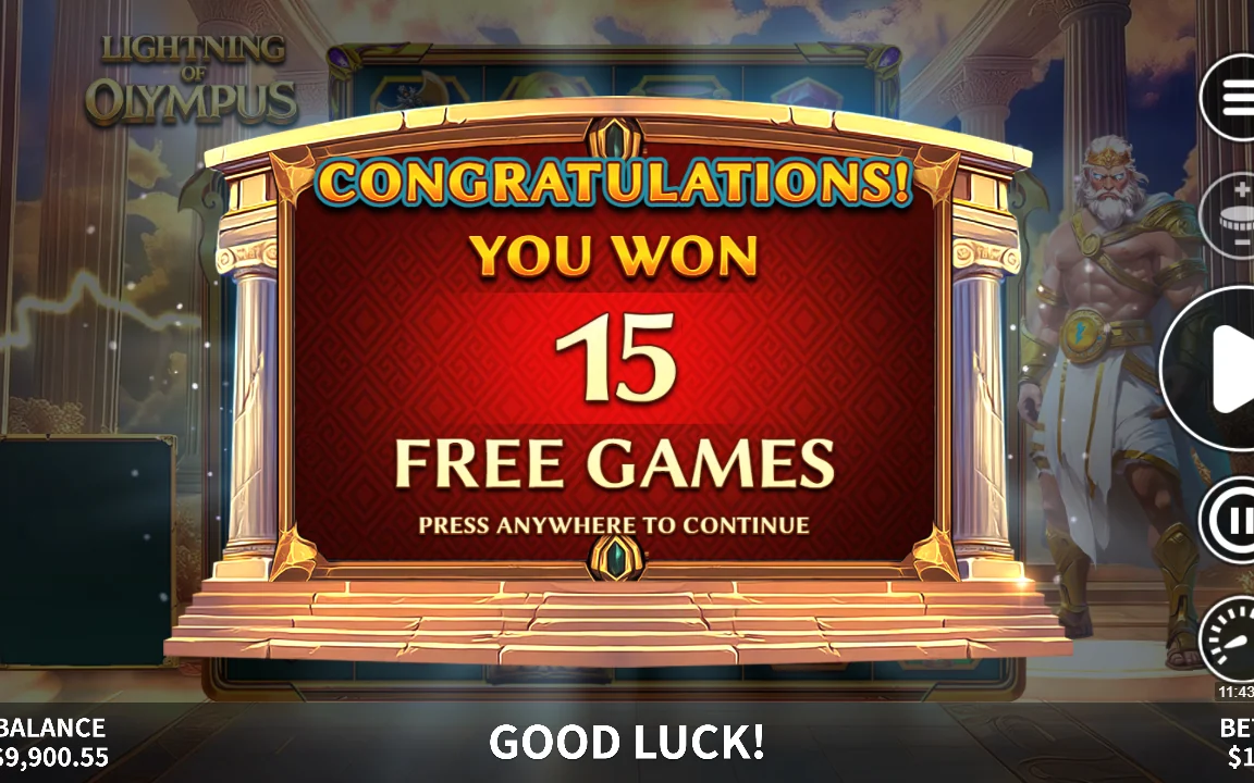 Købet gav 15 free games i Lightning of Olympus