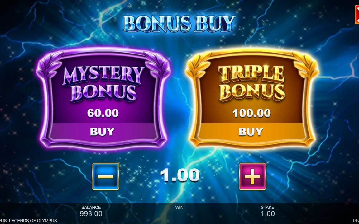 Bonus Buy-panelet i Zeus: Legends of Olympus