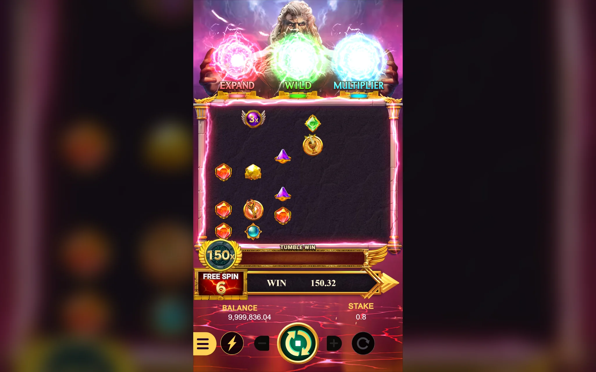 Frispilsrunden i 3 Combo Olympus med multiplikator 150x og WIN 150,32