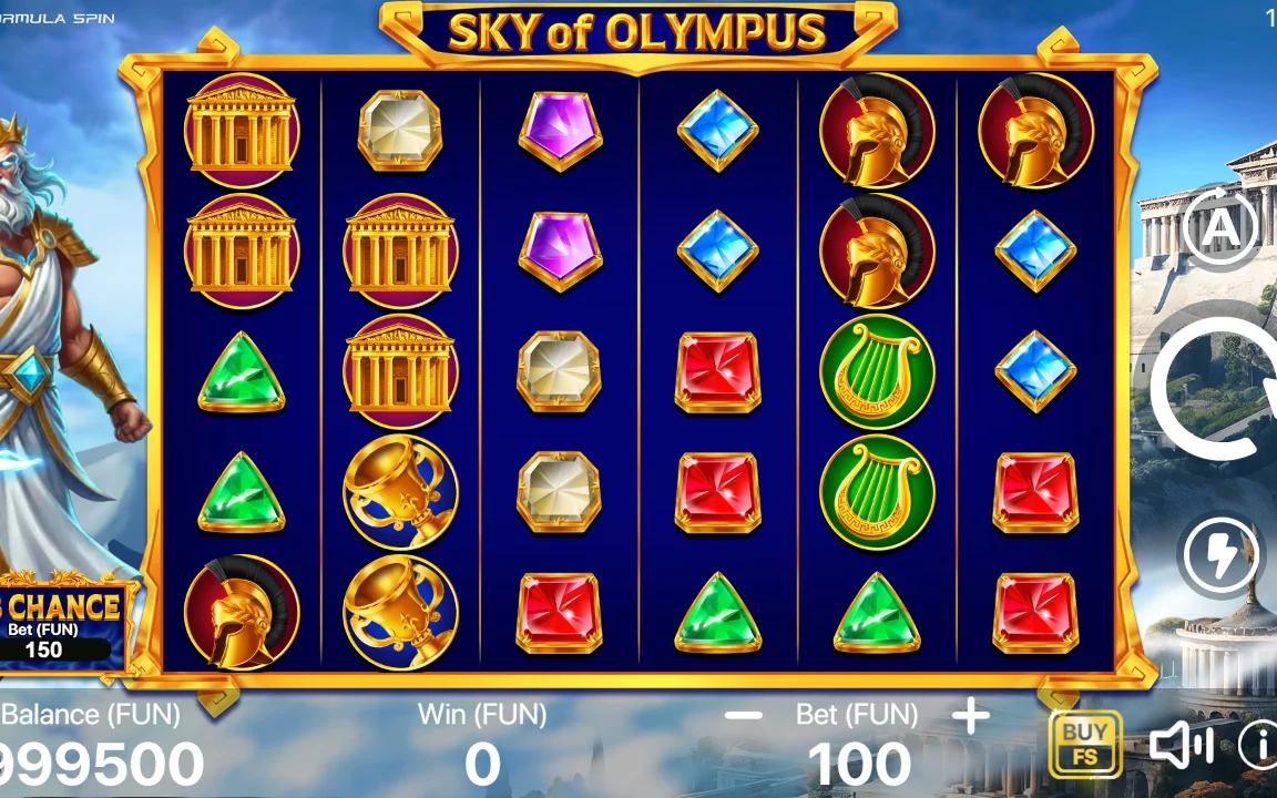 Sky of Olympus basisspil med 6x5 hjul og Zeus i siden