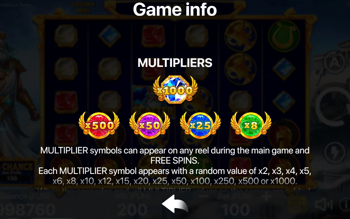 Multiplikator-symboler i Sky of Olympus