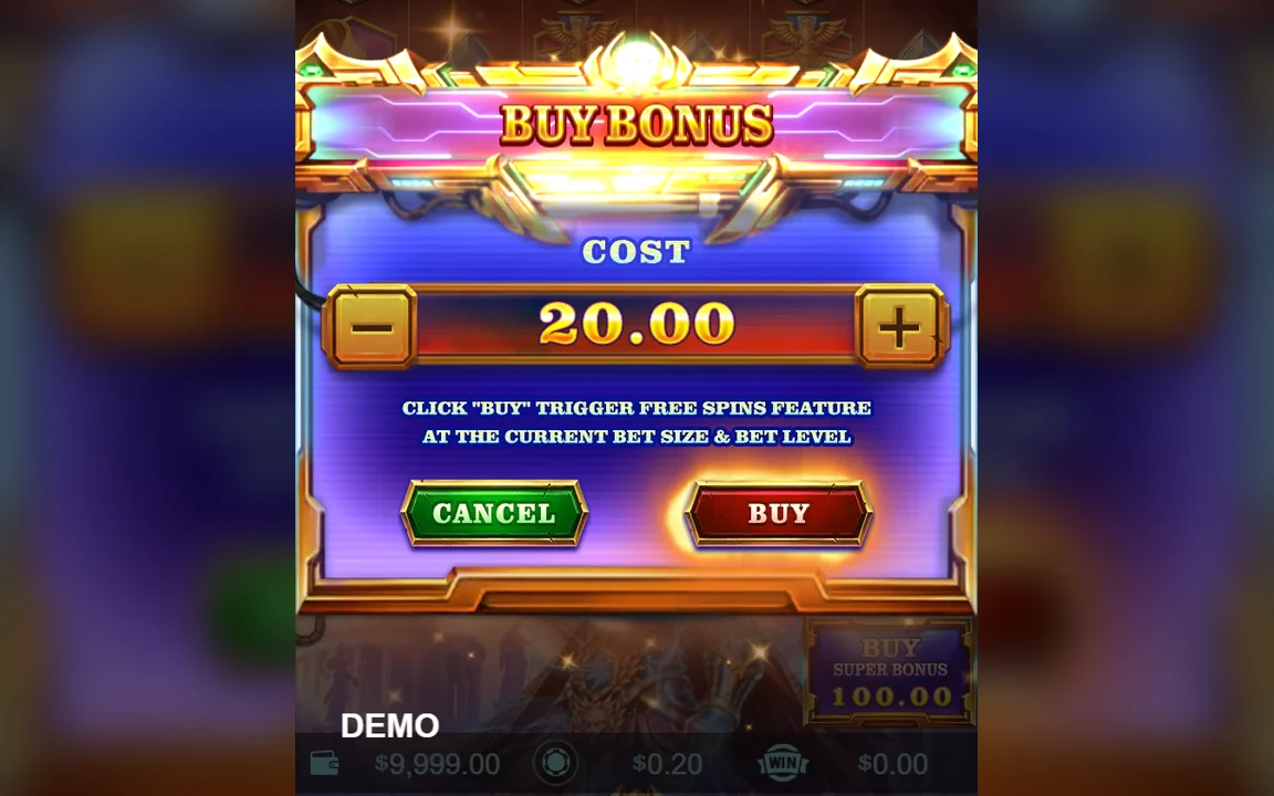 Buy Bonus-vinduet til 20,00 USD i Zeus of Olympus