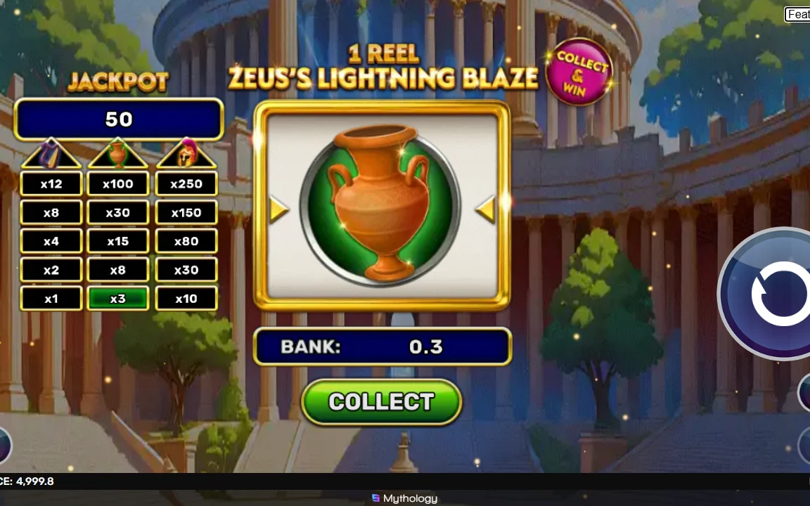 Enkelt-hjuls-spillet 1 Reel - Zeus's Lightning Blaze med mønt-stige og bank