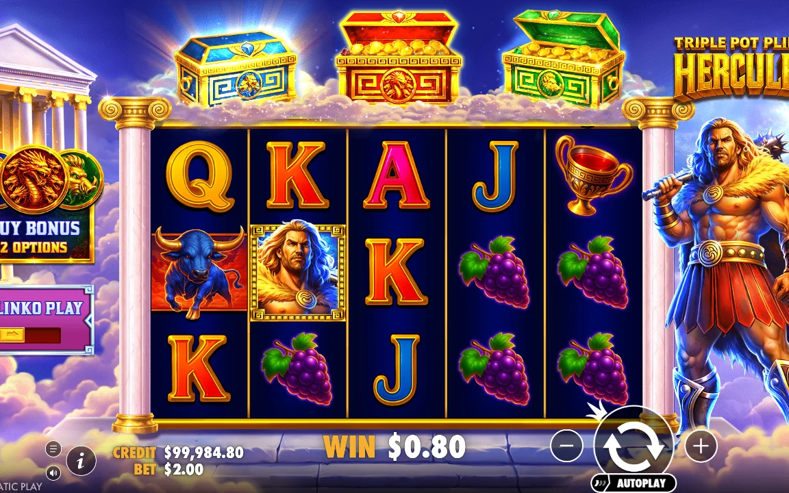 Gevinst på 0,80 i Triple Pot Plinko Hercules