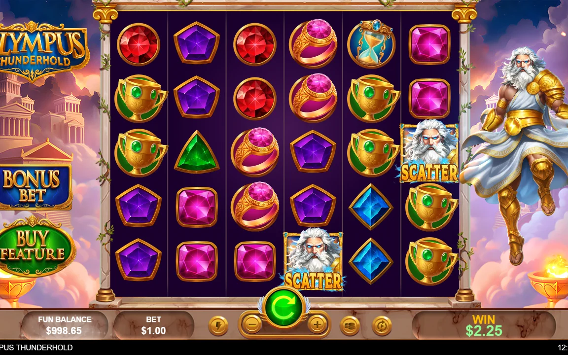 To Zeus-scattere og en gevinst på 2,25 i Olympus Thunderhold