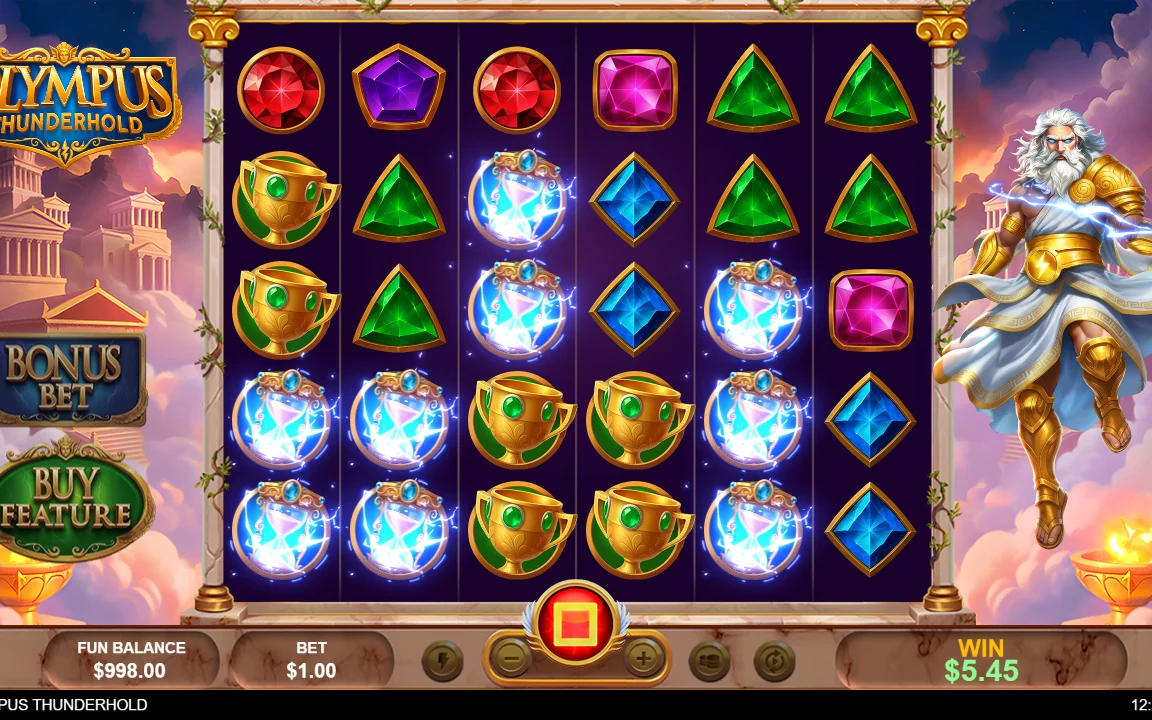 Klyngegevinst på 5,45 i Olympus Thunderhold