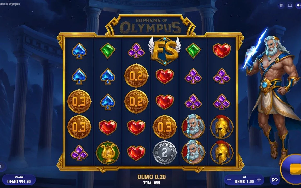 Gevinst på 0,20 i Supreme of Olympus