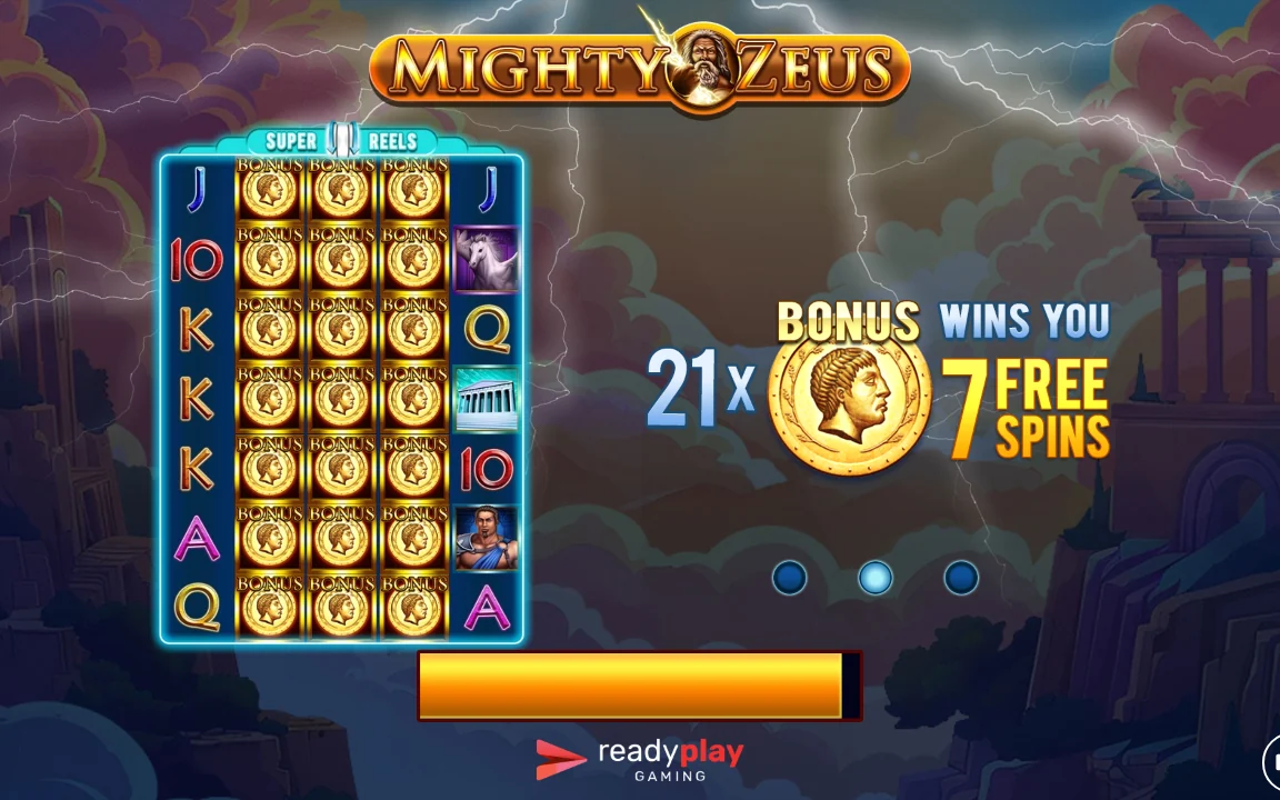 Trigger på 7 free spins i Mighty Zeus - Super Reels